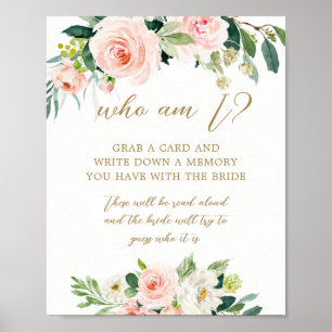 Affiche Qui suis-je Partagez un souvenir avec la mariée pa