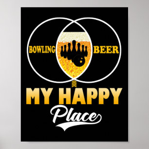 Affiche Quilles Bière Mon Endroit Heureux T-Shirt Cadeau D