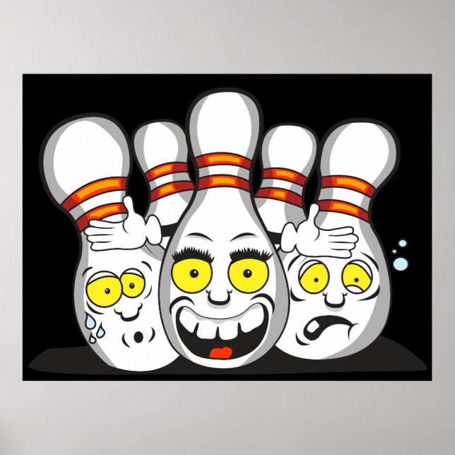 Affiche Quilles de bowling amusantes, sport (Devant)