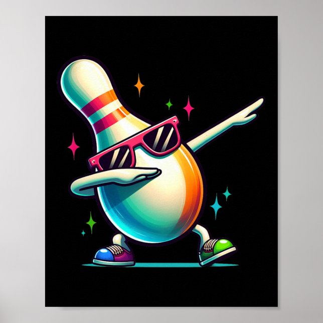 Affiche Quilles de bowling Dabbing Lunettes de soleil Joue (Devant)