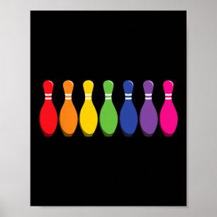 Affiche Quilles de quilleur Bowling arc-en-ciel Fierté Lgb