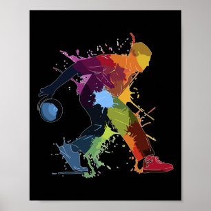 Affiche Quilles Joueur de quilles éclaboussure de peinture