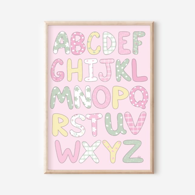 Affiche Quilt Art Print Set: Alphabet on Pink Background (Créateur téléchargé)