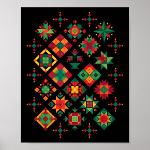 Affiche Quilting Block Motif Quilters Coudre Amateurs Quil
