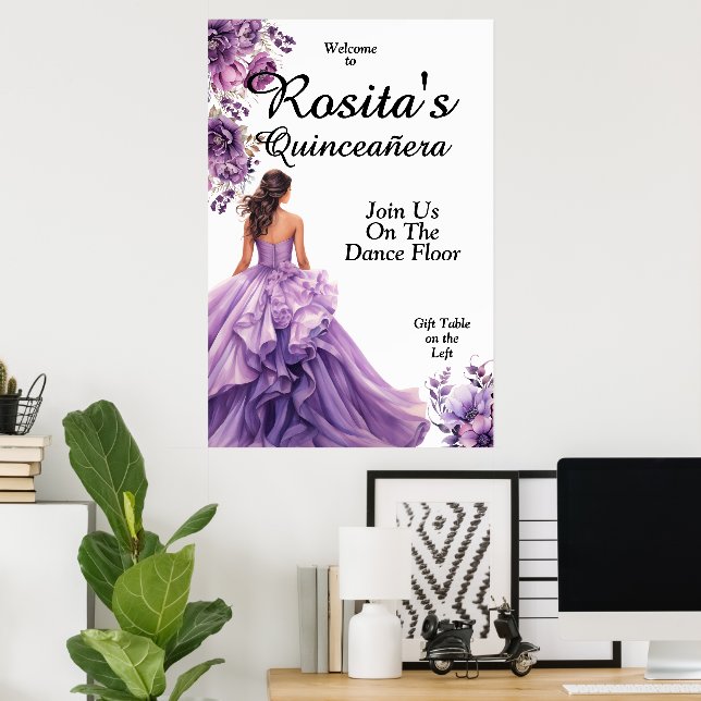 Affiche Quinceanera 15e anniversaire (Bureau à domicile)