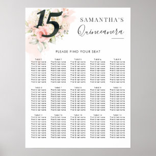Affiche Quinceanera 15e Anniversaire Floral Seating Chart