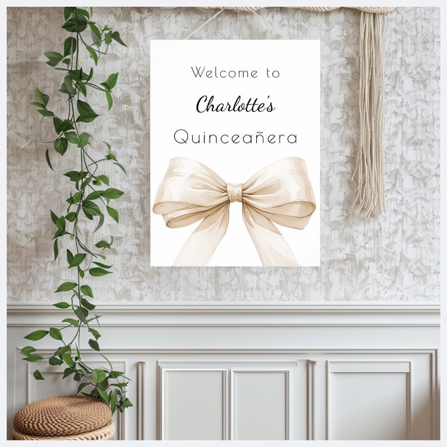 Affiche Quinceanera beige crème Bois accueil (Créateur téléchargé)