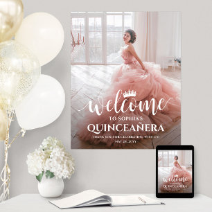 Affiche Quinceañera Bienvenue Script & Photo 15e anniversa