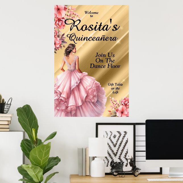 Affiche Quinceanera colorée (Bureau à domicile)