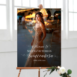 Affiche Quinceanera photo signe de bienvenue élégant calli