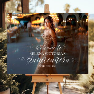 Affiche Quinceanera photo signe de bienvenue élégant calli
