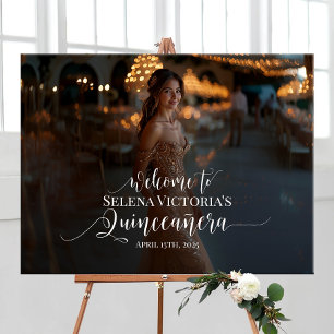 Affiche Quinceanera photo signe de bienvenue élégant calli
