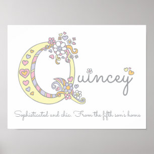 Affiche Quincey monogramme art filles nom et signification