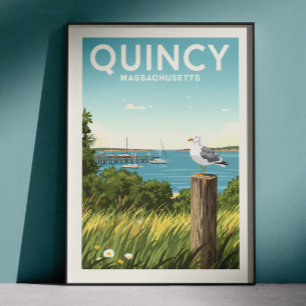 Affiche Quincy Massachusetts vintage