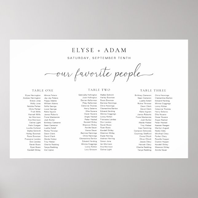 Affiche Quinn Minimum 3 banquets Plan de table Planche (Devant)