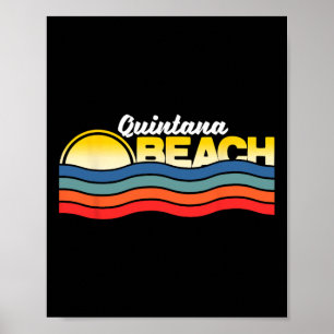 Affiche Quintana Beach Texas Retro Vintage Surfer Souvenir