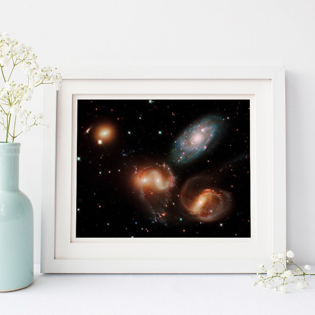 Affiche Quintette de Stephan Photo céleste de l'espace 10x (Stephan's Quintet Celestial Space Photo 10x8 Poster)