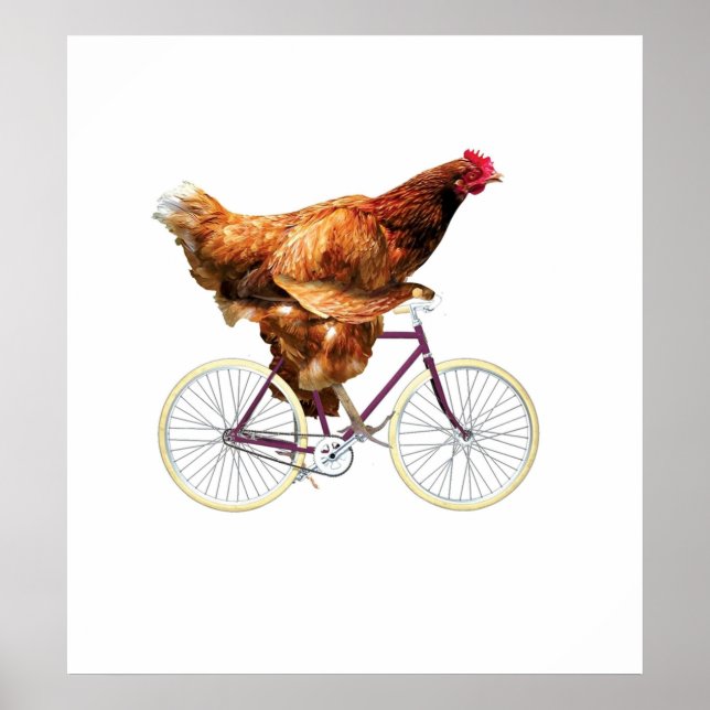 Affiche Quirky Chicken Riding Bicycle (Devant)