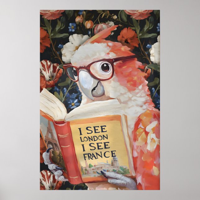 Affiche Quirky Parrot Bathroom Wall Art Print 'I See (Devant)