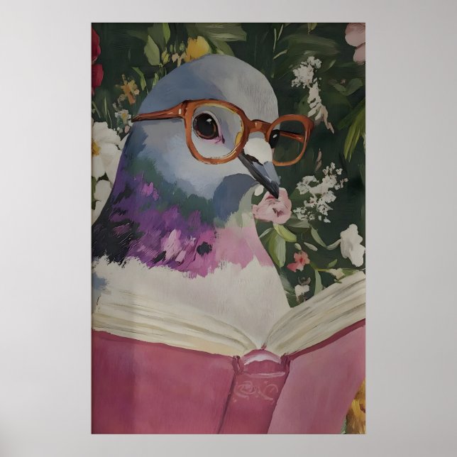 Affiche Quirky Pigeon Reading in Bathroom Art Print Cheeky (Devant)