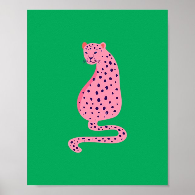 Affiche Quirky Pink Leopard Green Aesthetic  (Devant)