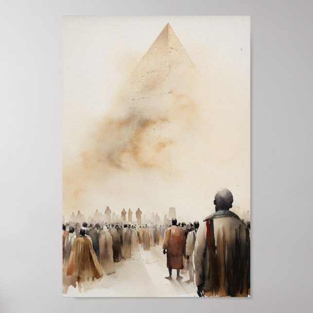 Affiche "Quitter l'Egypte - Exodus Watercolor Art Imprimer (Devant)