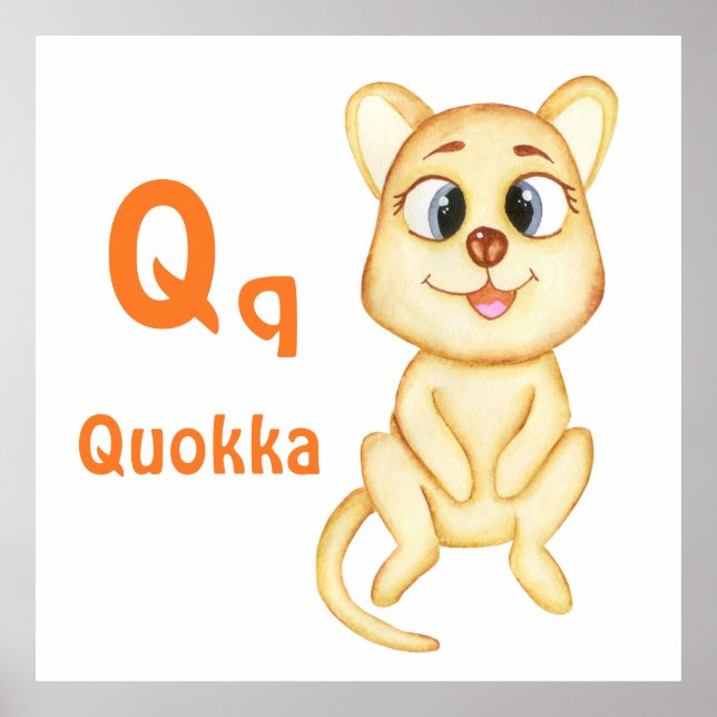 Affiche Quokka personnalise ABC : Lettre Q -Ajouter votre  (Devant)