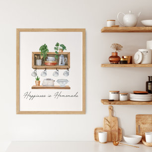 Affiche Quote-Cuisine Boho de cuisine aquarelle