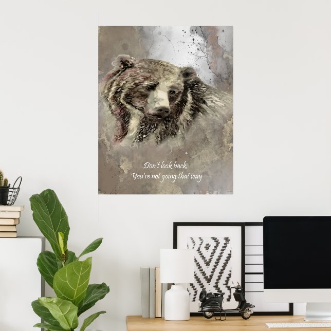 Affiche Quote d'aquarelle grizzly Bear Imprimer "Ne pas re (Bureau à domicile)