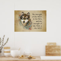 Quote d'aquarelle originale Wolf & Pack Family