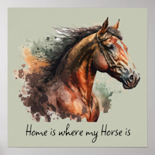Affiche Quote de cheval Aquarelle équitation
