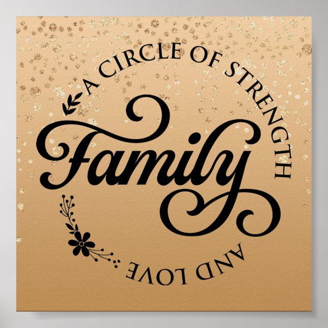 Affiche Quote de famille Inspirationnelle Speckée Or (Devant)