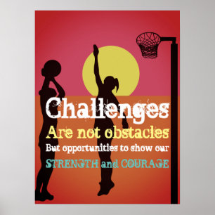 Affiche Quote de netball Inspiratiational Life Challenges