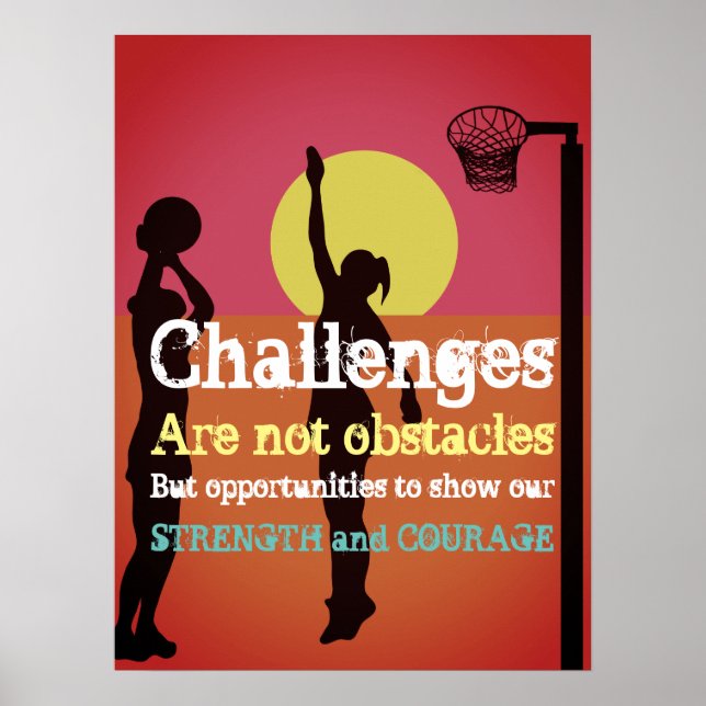Affiche Quote de netball Inspiratiational Life Challenges (Devant)