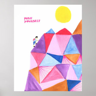 Affiche Quote-part Motivation Enfants Mountain Watercolor