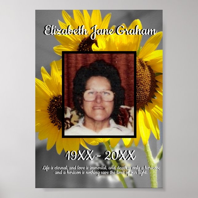 Affiche Quote Yellow Sunflowers Background Memorial (Devant)
