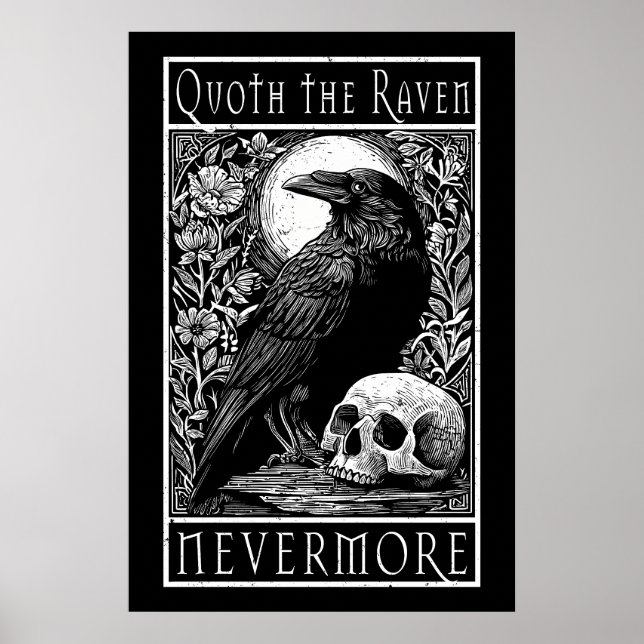 Affiche Quoth the Raven - Nevermore - Edgar Allan Poe art (Devant)