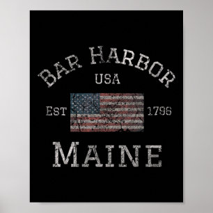 Affiche R Havre Maine États-Unis Drapeau Américain Établis