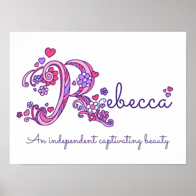 Affiche R monogramme art Rebecca Girca nom signifiant affi (Devant)