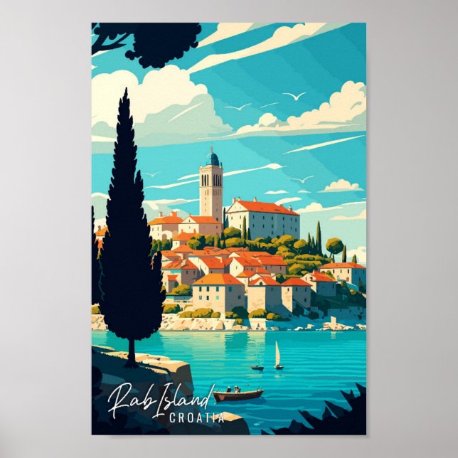 Affiche Rab Island Croatie illustration d'art de voyage vi (Devant)