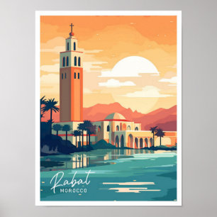 Affiche Rabat Maroc Afrique Lieu de voyage illustration