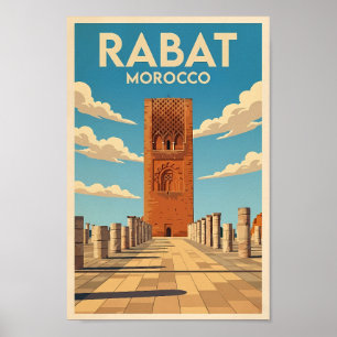 Affiche Rabat Maroc Illustration Voyage Art Vintage