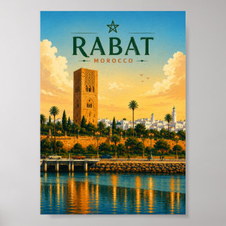 Affiche Rabat Maroc Tour Hassan Vue de la Ville