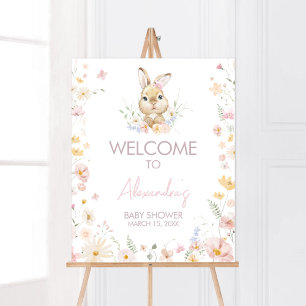 Affiche Rabbit Assez Baby shower Bienvenue