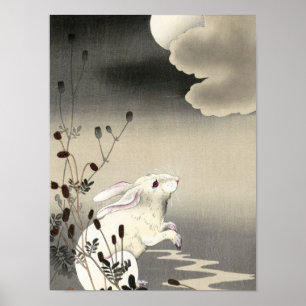 Affiche Rabbit at Full Moon, 1930 by Ohara Koson