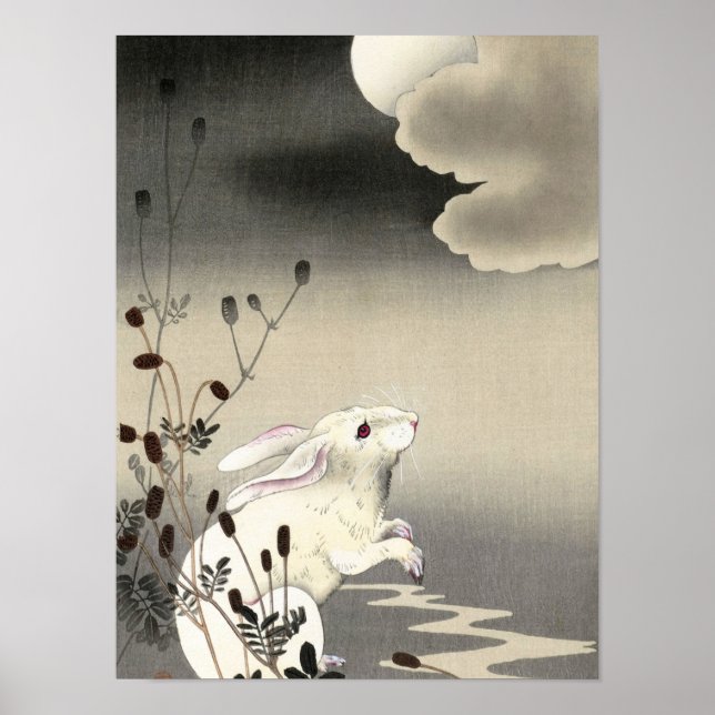 Affiche Rabbit at Full Moon, 1930 by Ohara Koson (Devant)