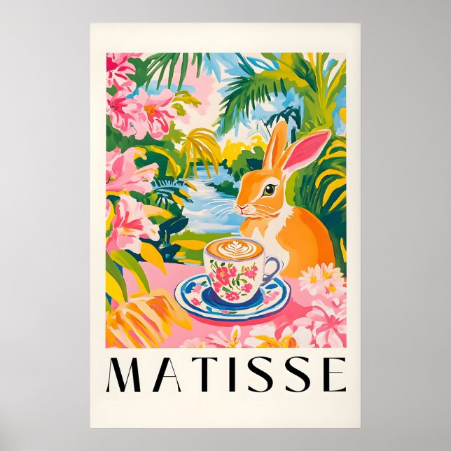 Affiche Rabbit Coffee Print Funny Kitchen Art, Matisse (Devant)