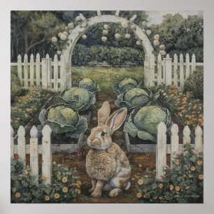 Affiche Rabbit Dans Le Patch De Chou Thème Pâques