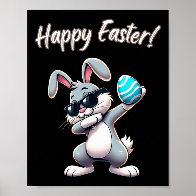 Affiche Rabbit de Pâques Dabbing Oeufs Dab Garçons Filles  (Devant)