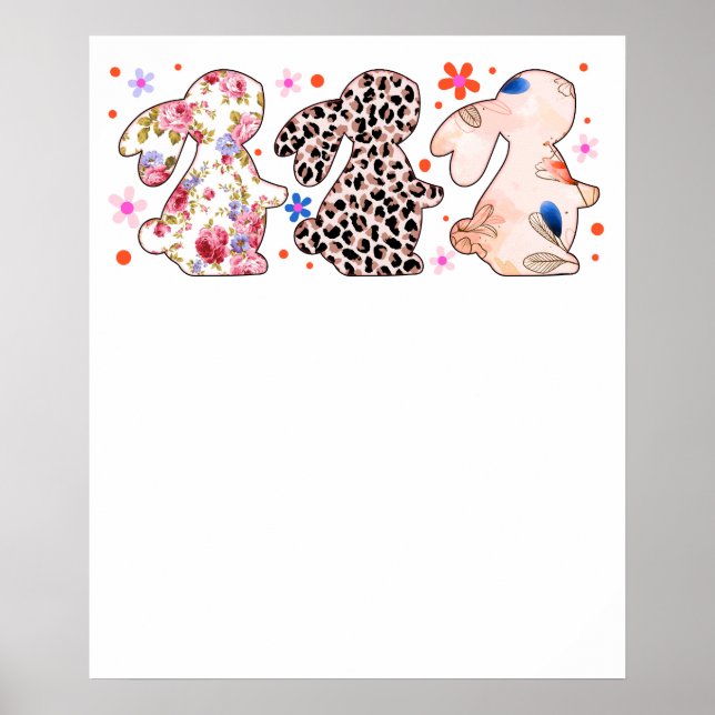 Affiche rabbit easter pattern, retro, vintage (Devant)